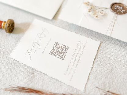 Elegant Ivory Baby’s Breath Invitation with Deckled Edging
