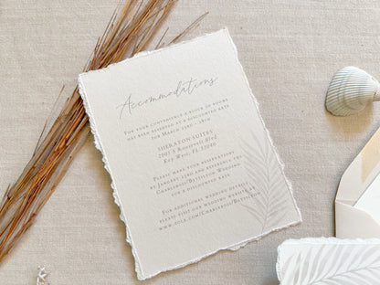 Tropical Palm Leaf Wedding Invitation with Vellum & Wax Seal