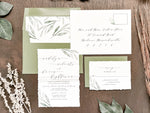 Greenery Wedding Invitation Wrapped in Thread