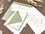 Greenery Wedding Invitation Wrapped in Thread