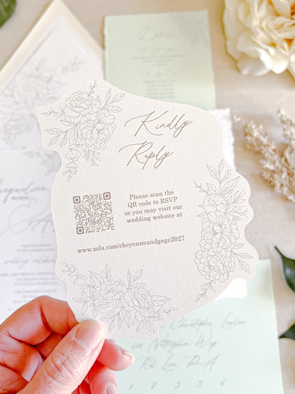 Floral Die Cut Wedding Invitation with Wax Seal