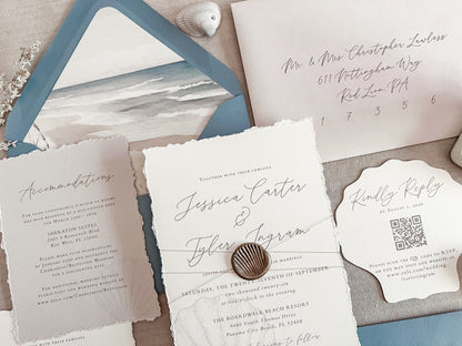 Seashell Wedding Invitation with Wax Seal