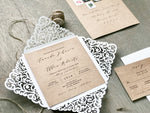 Rustic Laser Cut Wedding Invitation with Twine