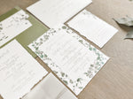 Eucalyptus Greenery Wedding Invitation with Deckled Edging, Vellum Belly Band and Wax Seal
