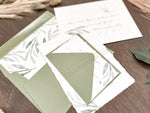 Greenery Wedding Invitation Wrapped in Thread