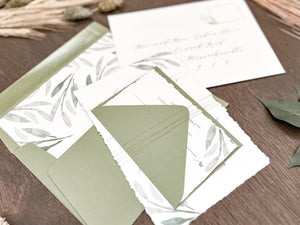 Greenery Wedding Invitation Wrapped in Thread