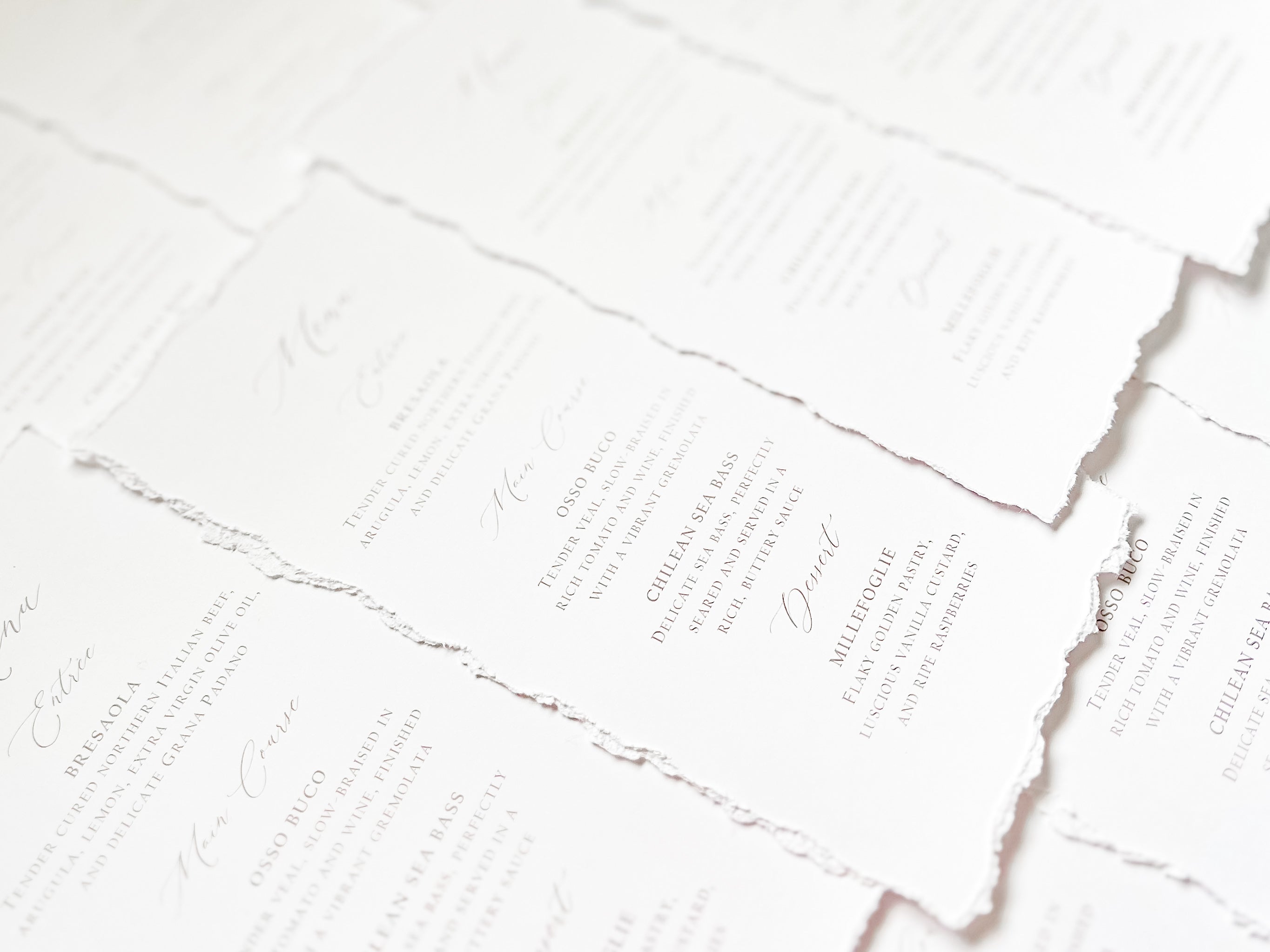 Simple Wedding Menus with Deckled Edging (Corresponding Place Cards sold separately)