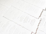 Simple Wedding Menus with Deckled Edging (Corresponding Place Cards sold separately)