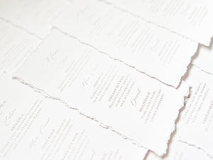 Simple Wedding Menus with Deckled Edging (Corresponding Place Cards sold separately)