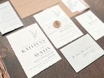 Contemporary Boho Wedding Invitation with Deckled Edging, Vellum and Wax Seal