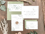 Greenery Deckled Edge Wedding Invitation with Wax Seal & Thread