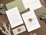 Simple Deckled Edge Wedding Invitation with Vellum and Wax Seal
