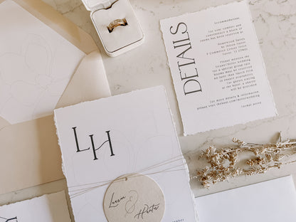 Magnolia Modern Wedding Invitation with Monogram