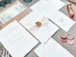Old Money Wedding Invitation with Deckled Edging, Chiffon Ribbon and Wax Seal