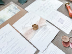 Old Money Wedding Invitation with Deckled Edging, Chiffon Ribbon and Wax Seal