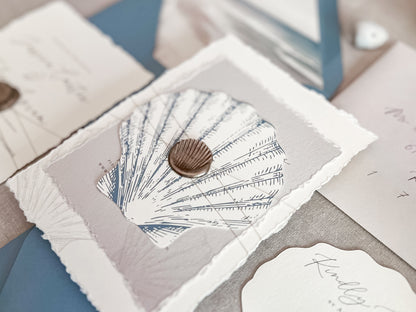 Seashell Wedding Invitation with Wax Seal