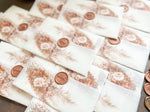 Pampas & Copper Foliage Boho Wedding Invitation with Deckled Edging, Vellum & Wax Seal