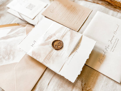 Mountain Wedding Invitation with Vellum & Wax Seal