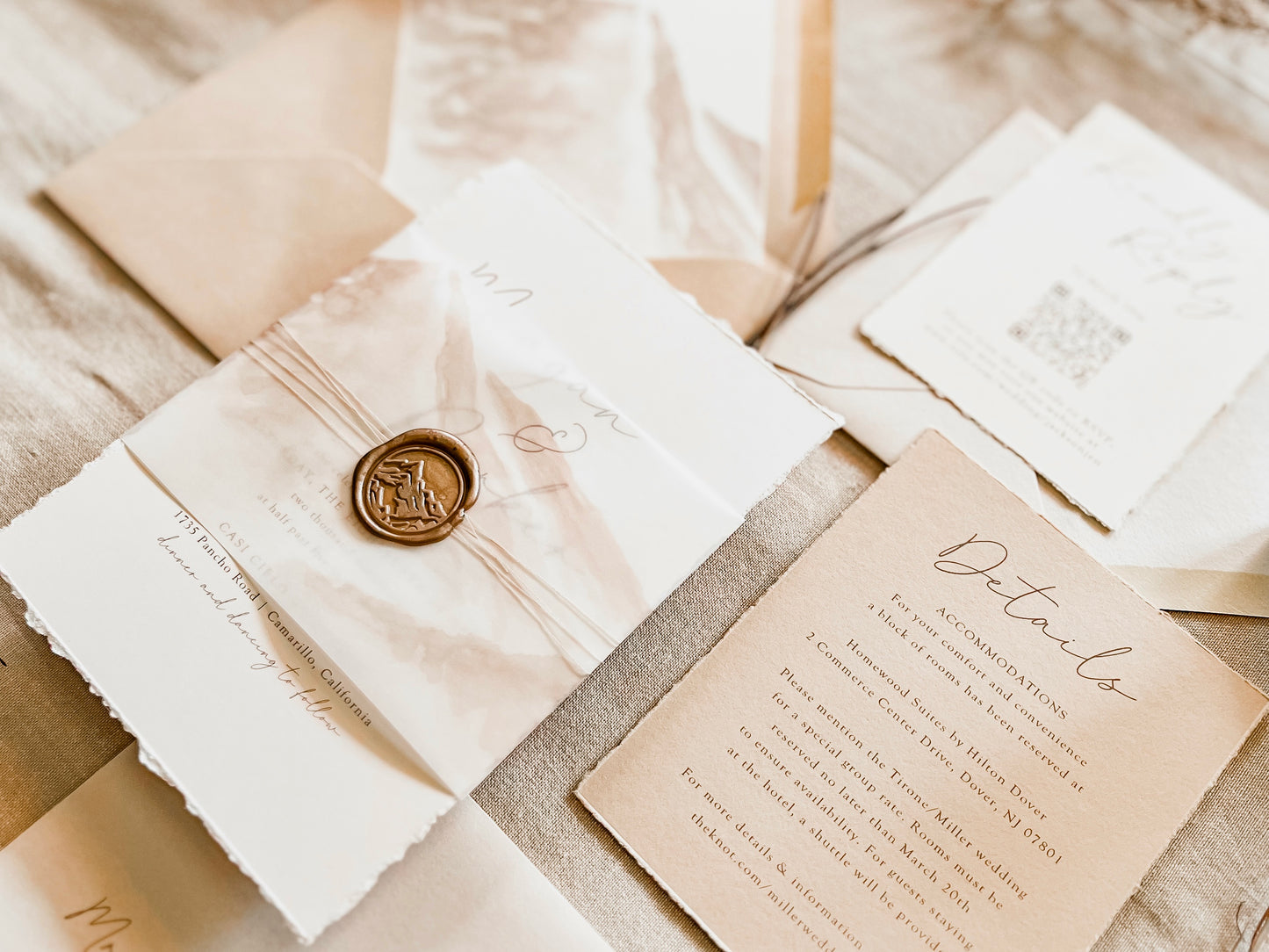 Mountain Wedding Invitation with Vellum & Wax Seal