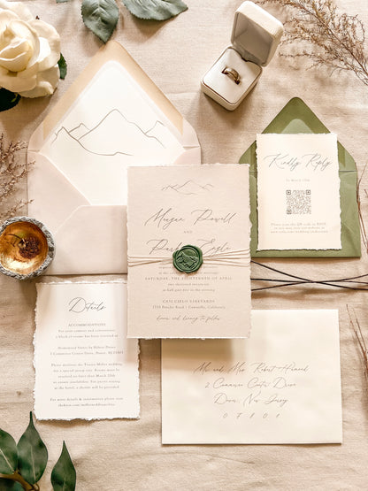 Mountain Wedding Invitation with Wax Seal