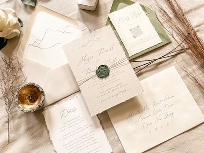 Mountain Wedding Invitation with Wax Seal
