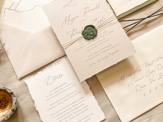 Mountain Wedding Invitation with Wax Seal