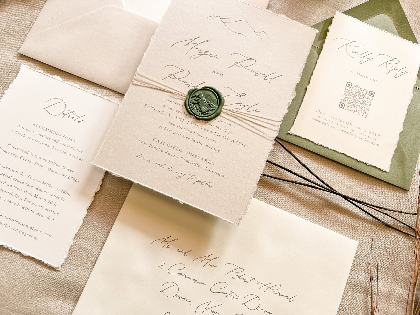 Mountain Wedding Invitation with Wax Seal