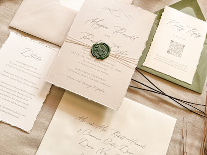 Mountain Wedding Invitation with Wax Seal