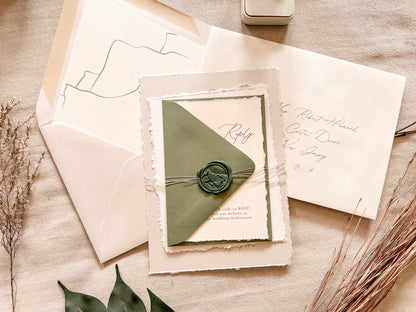 Mountain Wedding Invitation with Wax Seal