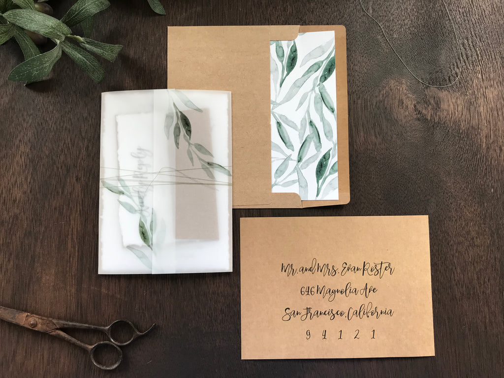 Rustic Elegant Boho Wedding Invitation with Deckled Edging, Dark Nude –  Creative Custom Prints by Tabitha