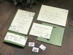 Greenery Wedding Invitation with belly band