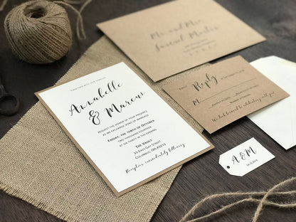 Burlap Wedding Invitation with twine