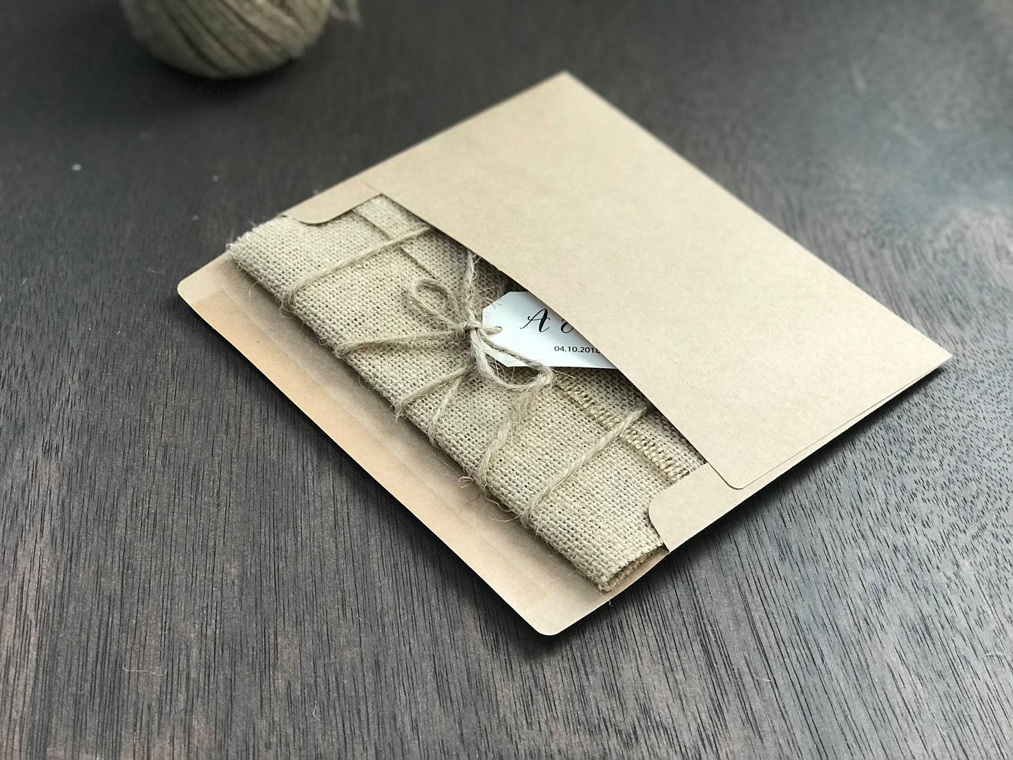 Burlap Wedding Invitation with twine