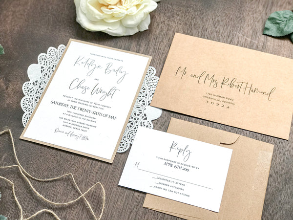 Rustic Laser Cut Wedding Invitation with twine – Creative Custom Prints by  Tabitha