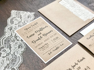 Rustic Wedding Invitation with Lace and Twine
