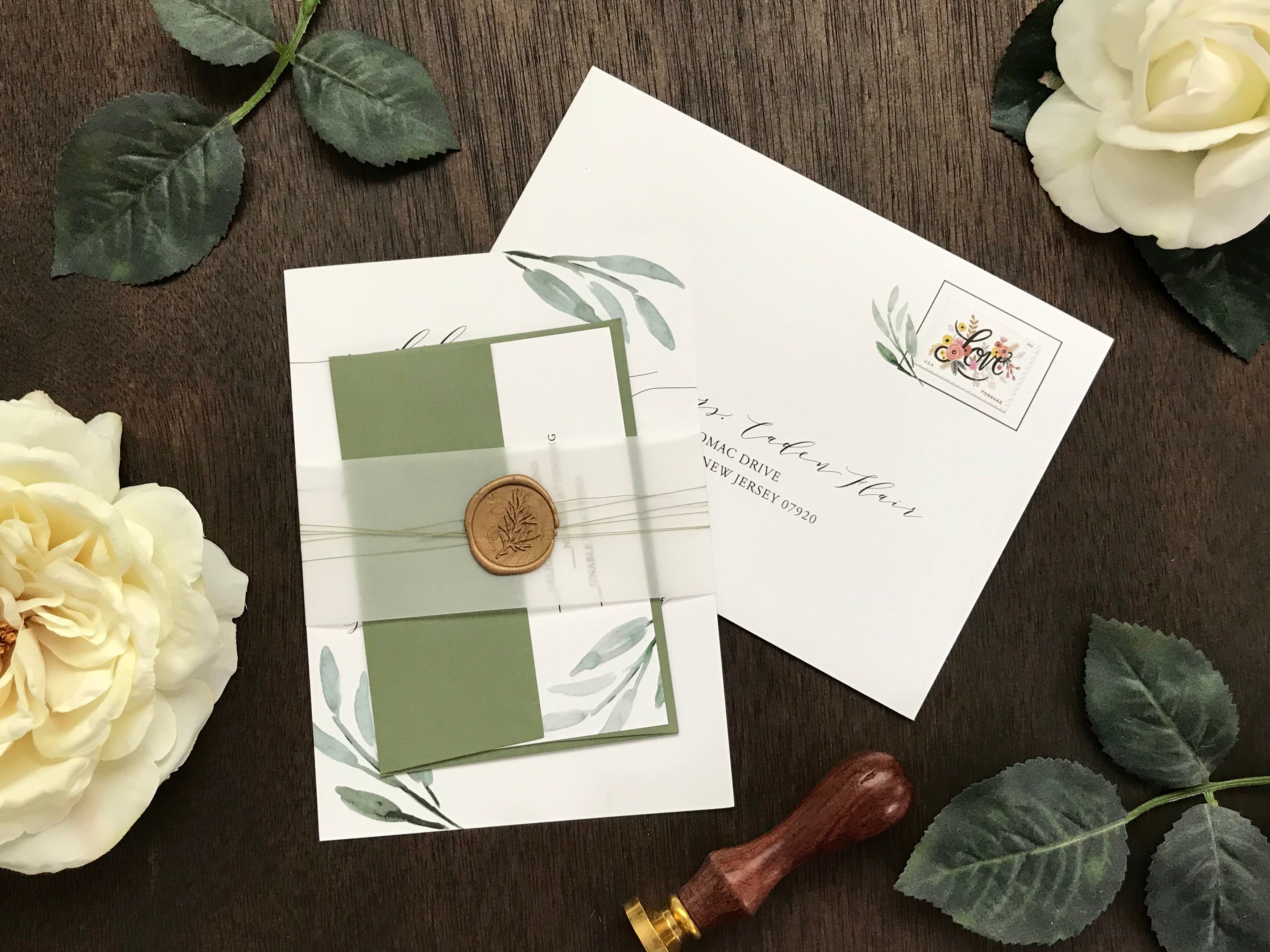 Vellum Wrap Wax Seal Wedding Invitations – All That Glitters Invitations