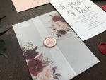 Floral Wedding Invitation with Vellum and Wax Seal