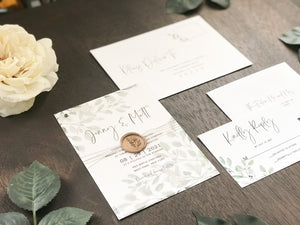 Greenery Vellum Wedding Invitation with Wax Seal wrap