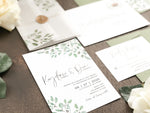 Greenery Wax Seal Vellum Wedding Invitation