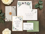 Geometric Floral Wedding Invitation with Vellum Cover and Eucalyptus